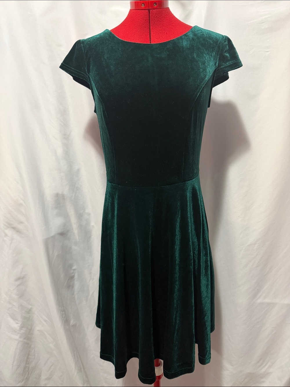 Emerald Velvet Fit & Flare Mini Dress